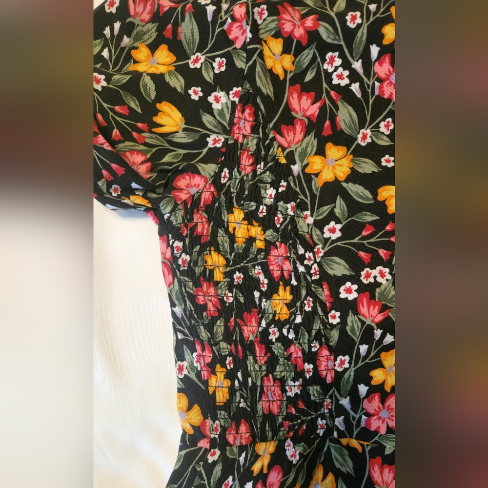 Old Navy Women's Fit and Flare Long Sleeve Crew Neck Dress Black Floral Size S - Picture 7 of 7